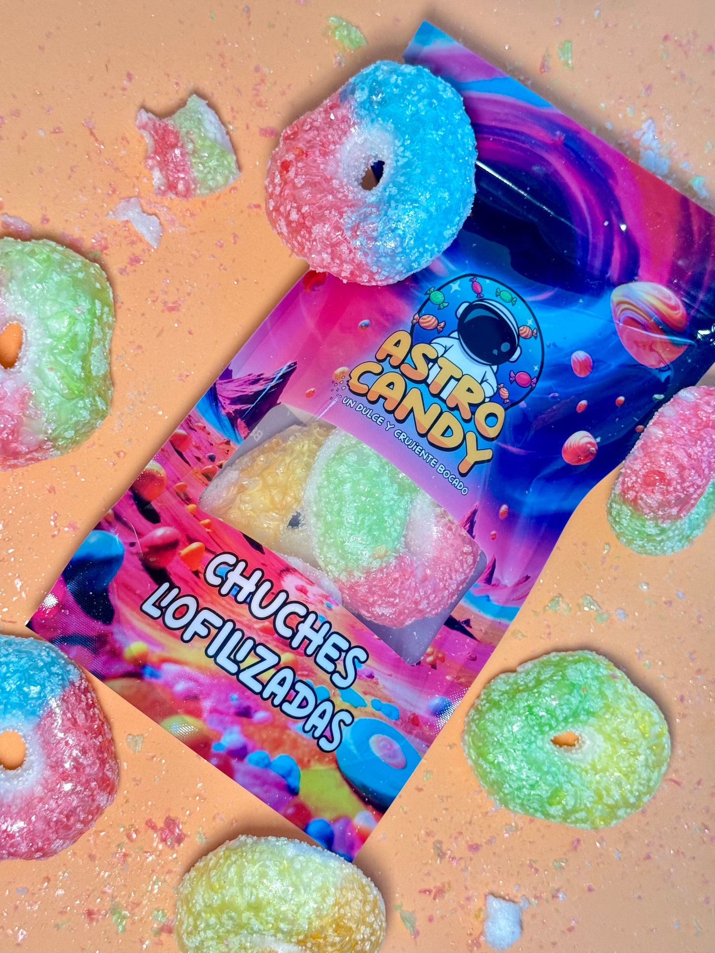 Aros arcoíris liofilizados